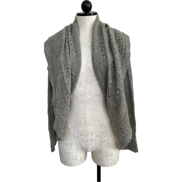 Simply Noelle Convertible Sweater Lightweight Open Knit Taupe Size M - Picture 3 of 16